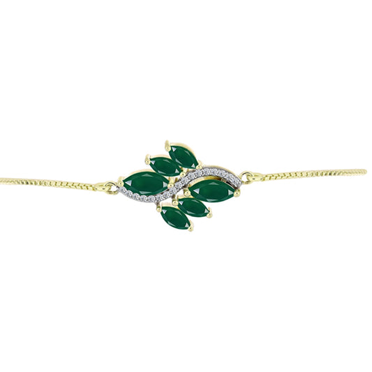 Brățară din Argint 925 Placat cu Aur ( 3.96 grame ) cu Agat Verde 1.99 Carate