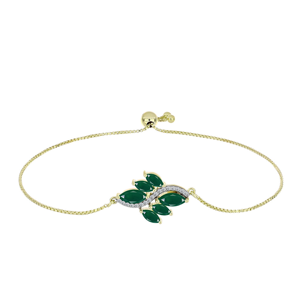 Brățară din Argint 925 Placat cu Aur ( 3.96 grame ) cu Agat Verde 1.99 Carate 4 