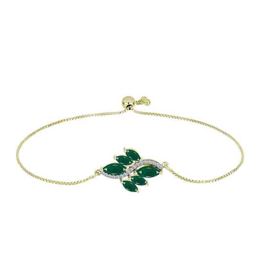 Brățară din Argint 925 Placat cu Aur ( 3.96 grame ) cu Agat Verde 1.99 Carate