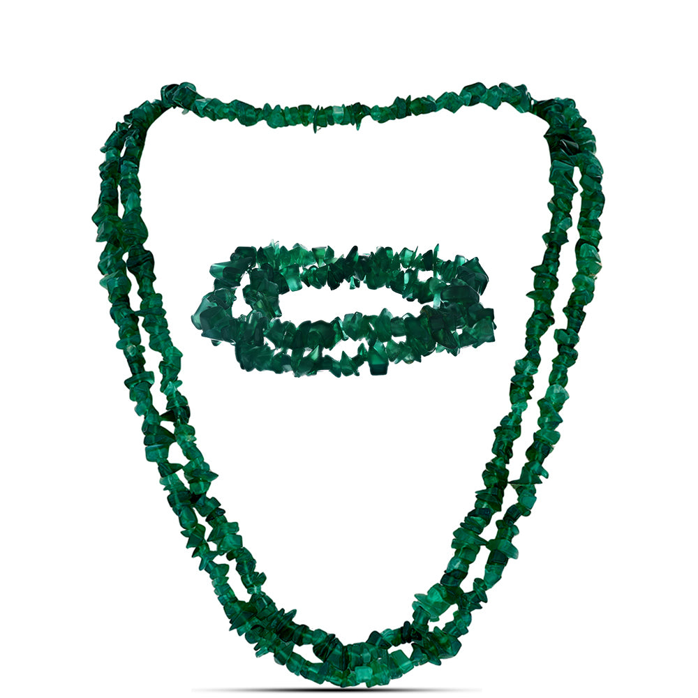 Set din Pepită ( 81.63 grame ) cu Agat Verde 408.13 Carate ( Colier+Brățară )