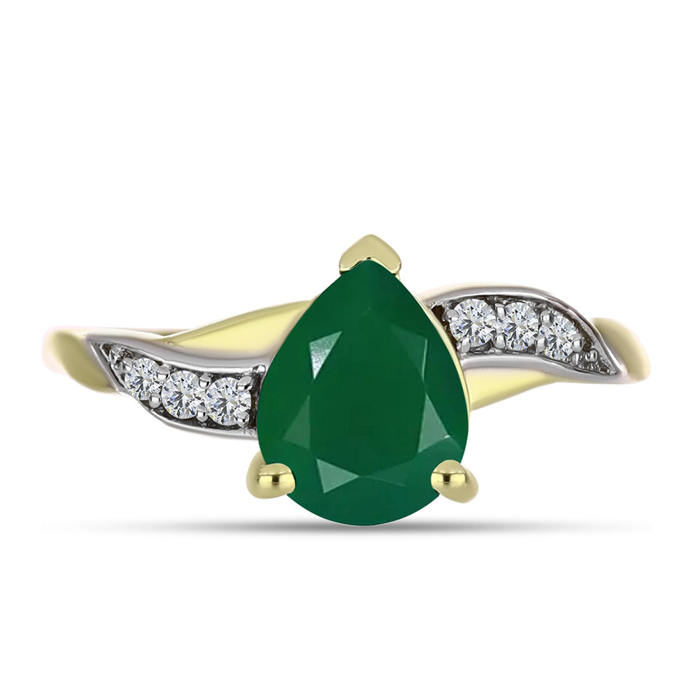 Inel din Argint 925 Placat cu Aur ( 2.32 grame ) cu Agat Verde și Topaz Alb 1.58 Carate 1 