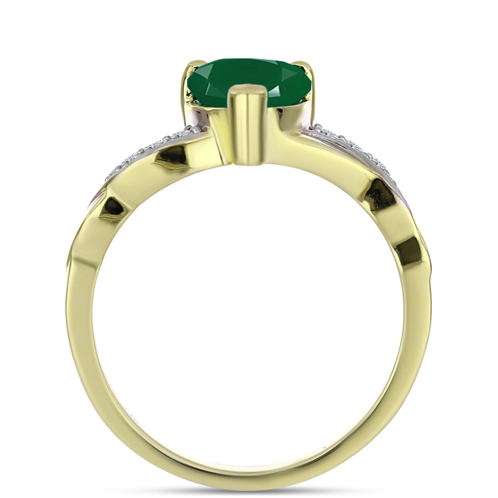 Inel din Argint 925 Placat cu Aur ( 2.32 grame ) cu Agat Verde și Topaz Alb 1.58 Carate 6 