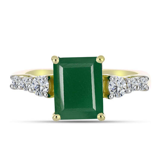 Inel din Argint 925 Placat cu Aur ( 2.52 grame ) cu Agat Verde și Topaz Alb 2.54 Carate