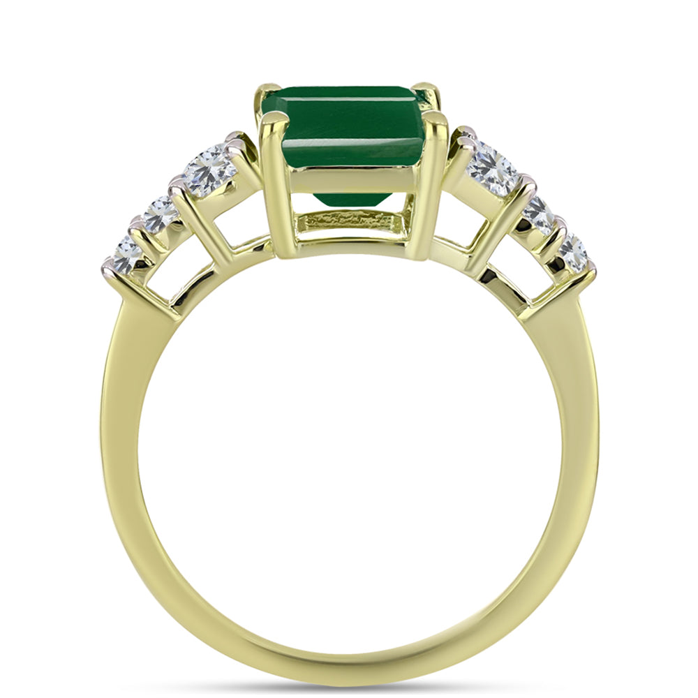 Inel din Argint 925 Placat cu Aur ( 2.52 grame ) cu Agat Verde și Topaz Alb 2.54 Carate