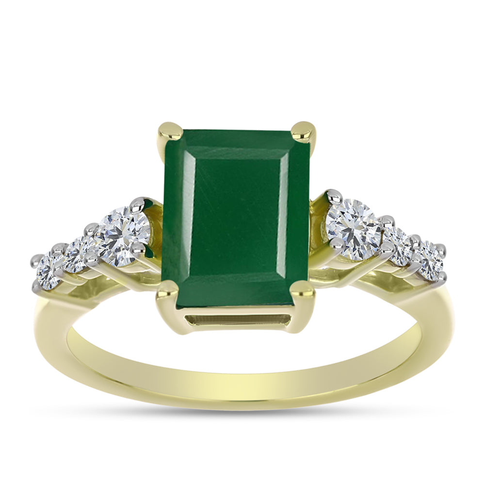 Inel din Argint 925 Placat cu Aur ( 2.52 grame ) cu Agat Verde și Topaz Alb 2.54 Carate 3 