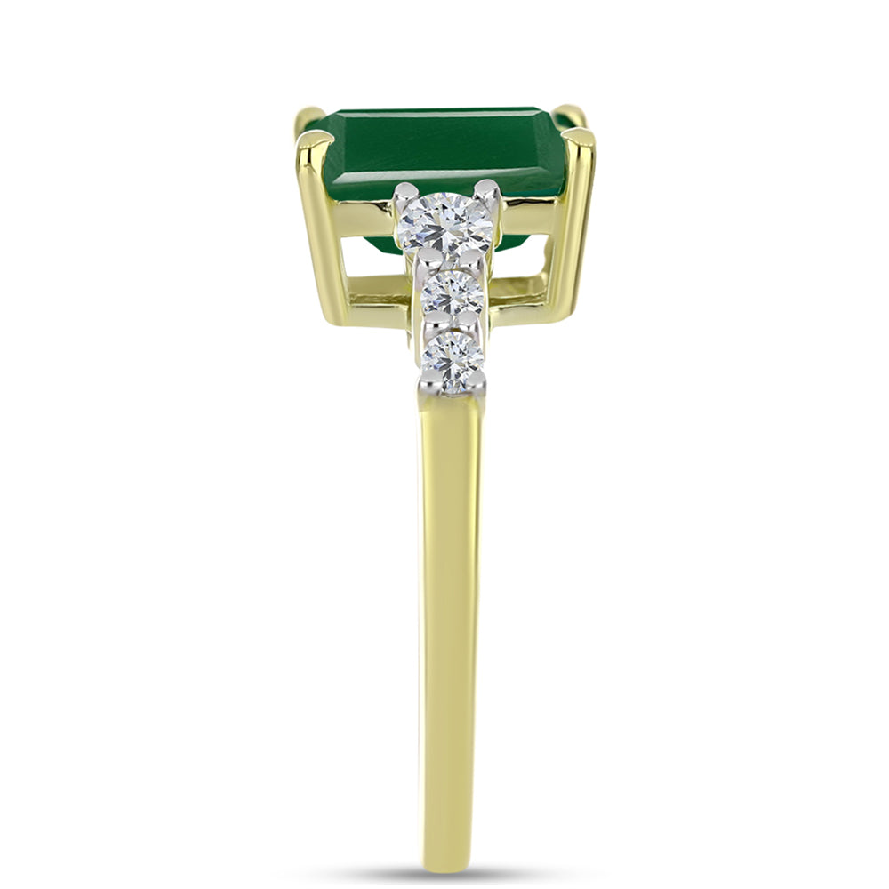 Inel din Argint 925 Placat cu Aur ( 2.52 grame ) cu Agat Verde și Topaz Alb 2.54 Carate 8 