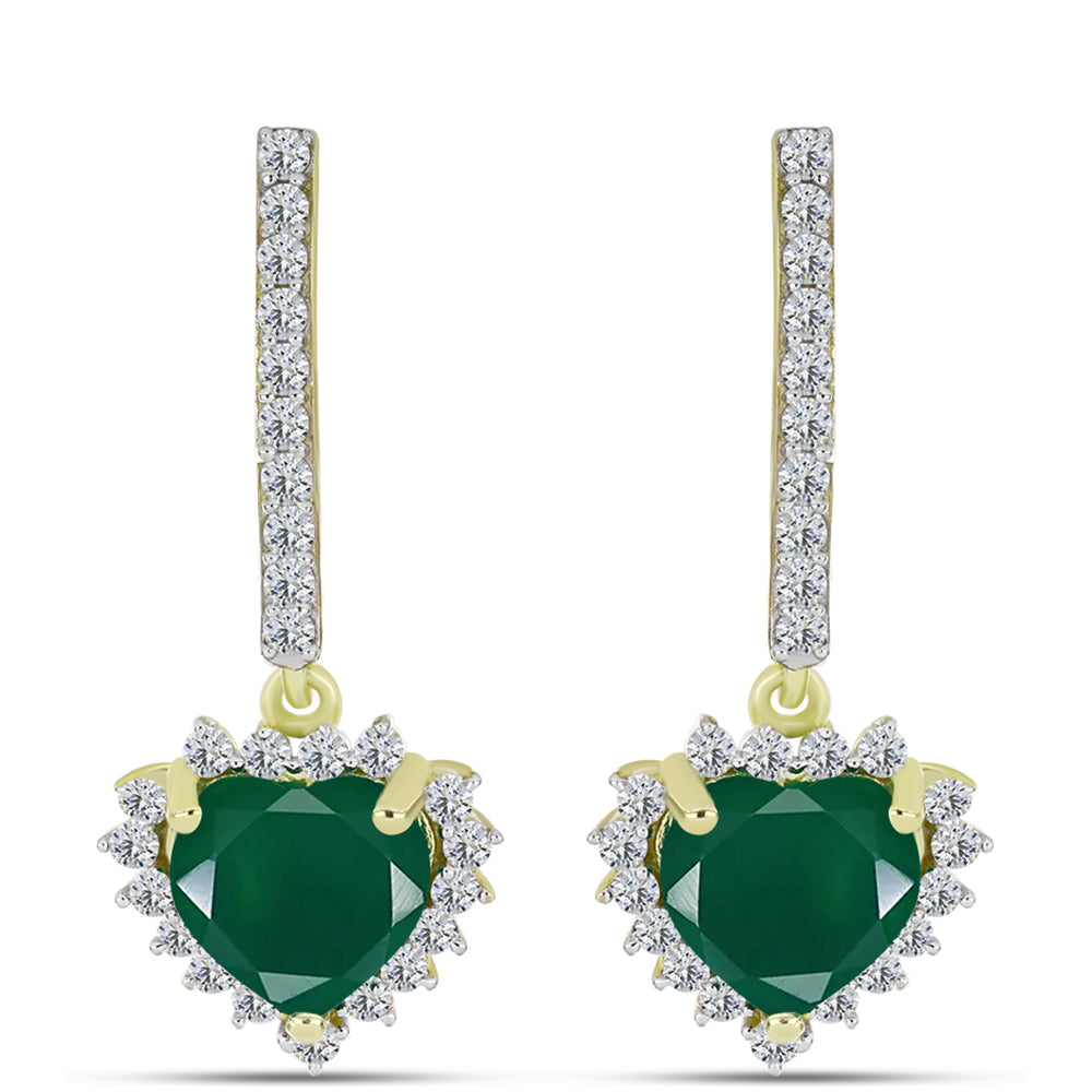 Cercei din Argint 925 Placat cu Aur ( 3.96 grame ) cu Agat Verde și Topaz Alb 3.97 Carate