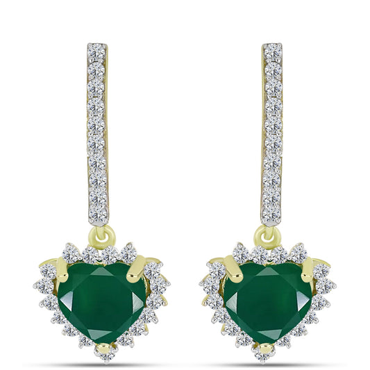 Cercei din Argint 925 Placat cu Aur ( 3.96 grame ) cu Agat Verde și Topaz Alb 3.97 Carate
