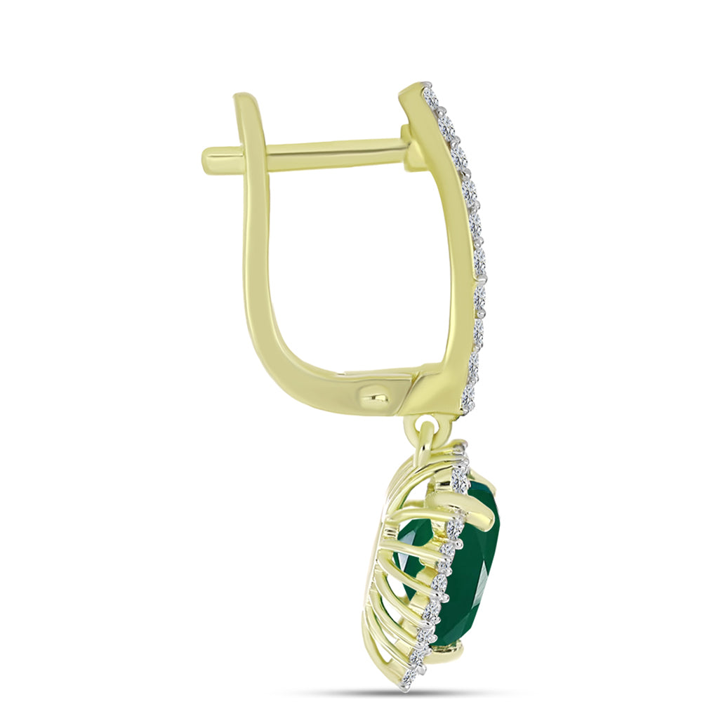 Cercei din Argint 925 Placat cu Aur ( 3.96 grame ) cu Agat Verde și Topaz Alb 3.97 Carate 2 