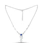 Colier din Argint 925 ( 6.41 grame ) cu Safir Albastru Australian și Topaz Alb 0.91 Carate