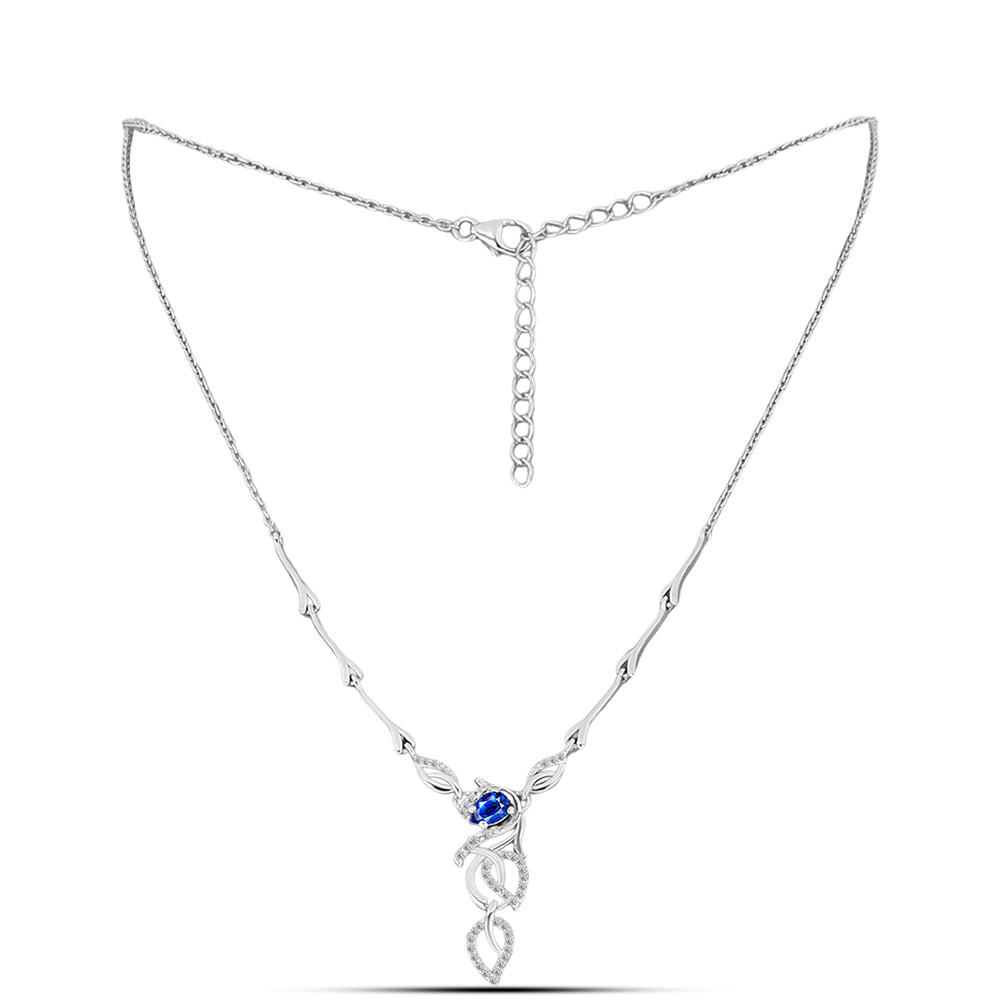 Colier din Argint 925 ( 6.41 grame ) cu Safir Albastru Australian și Topaz Alb 0.91 Carate 1 
