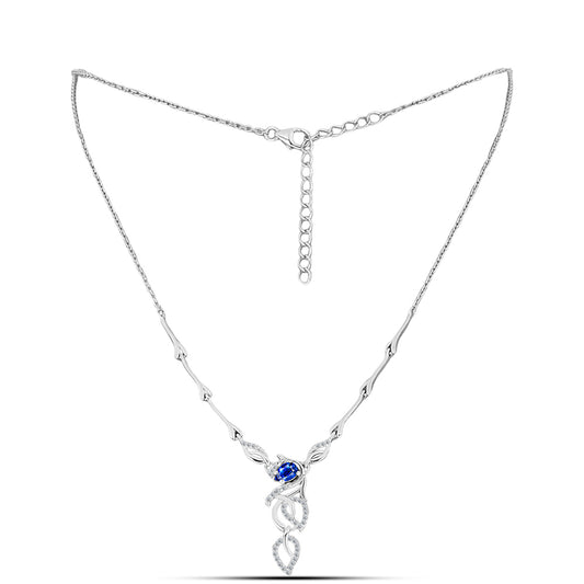 Colier din Argint 925 ( 6.41 grame ) cu Safir Albastru Australian și Topaz Alb 0.91 Carate