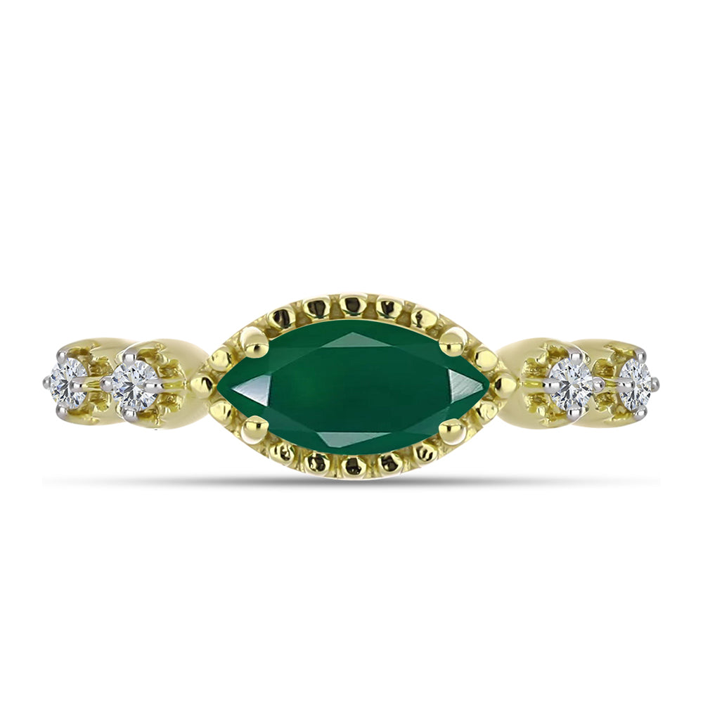 Inel din Argint 925 Placat cu Aur ( 2.85 grame ) cu Agat Verde și Topaz Alb 0.99 Carate