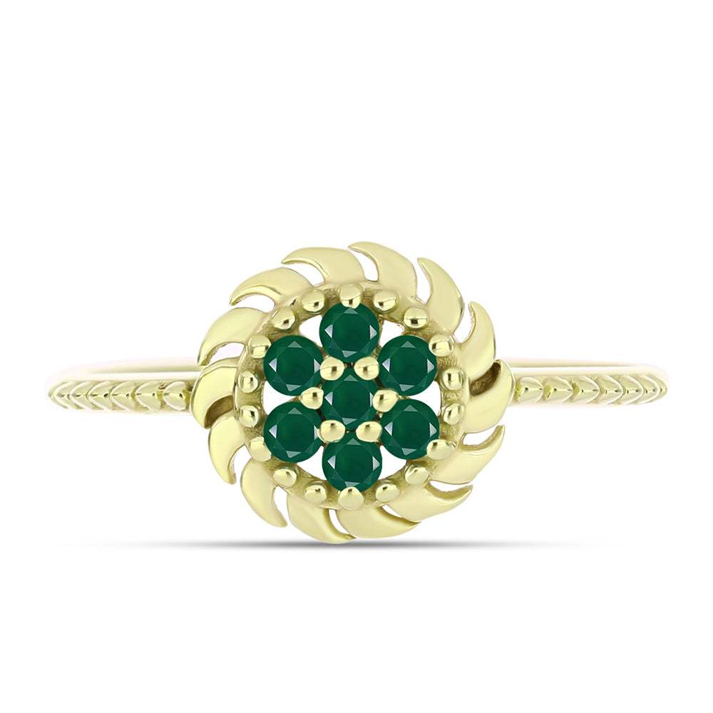 Inel din Argint 925 Placat cu Aur ( 2.62 grame ) cu Agat Verde 0.22 Carate 1 