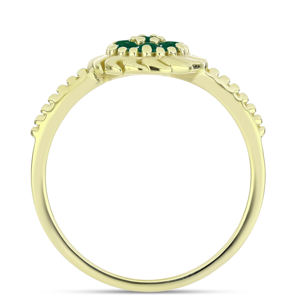 Inel din Argint 925 Placat cu Aur ( 2.62 grame ) cu Agat Verde 0.22 Carate