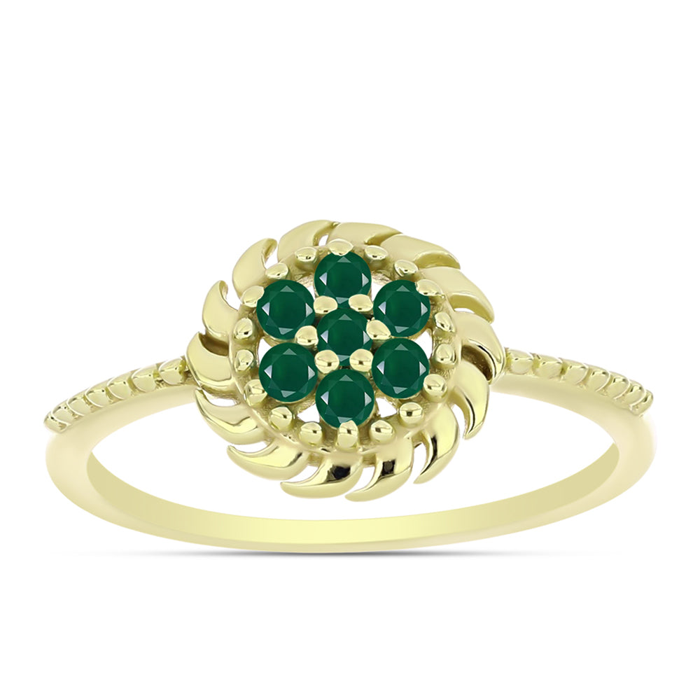 Inel din Argint 925 Placat cu Aur ( 2.62 grame ) cu Agat Verde 0.22 Carate