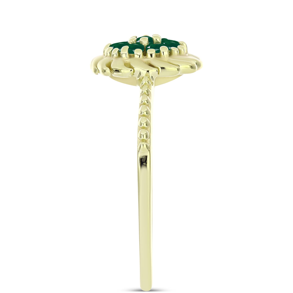 Inel din Argint 925 Placat cu Aur ( 2.62 grame ) cu Agat Verde 0.22 Carate