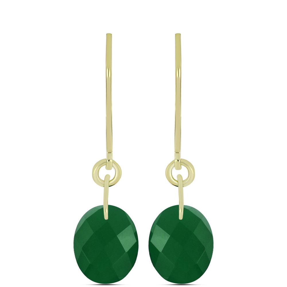 Cercei din Argint 925 Placat cu Aur ( 1 grame ) cu Agat Verde 4.33 Carate 3 