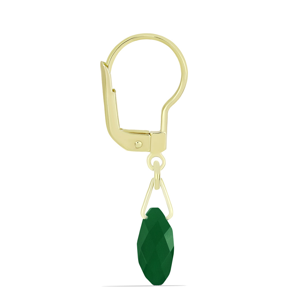 Cercei din Argint 925 Placat cu Aur ( 1 grame ) cu Agat Verde 4.33 Carate 2 