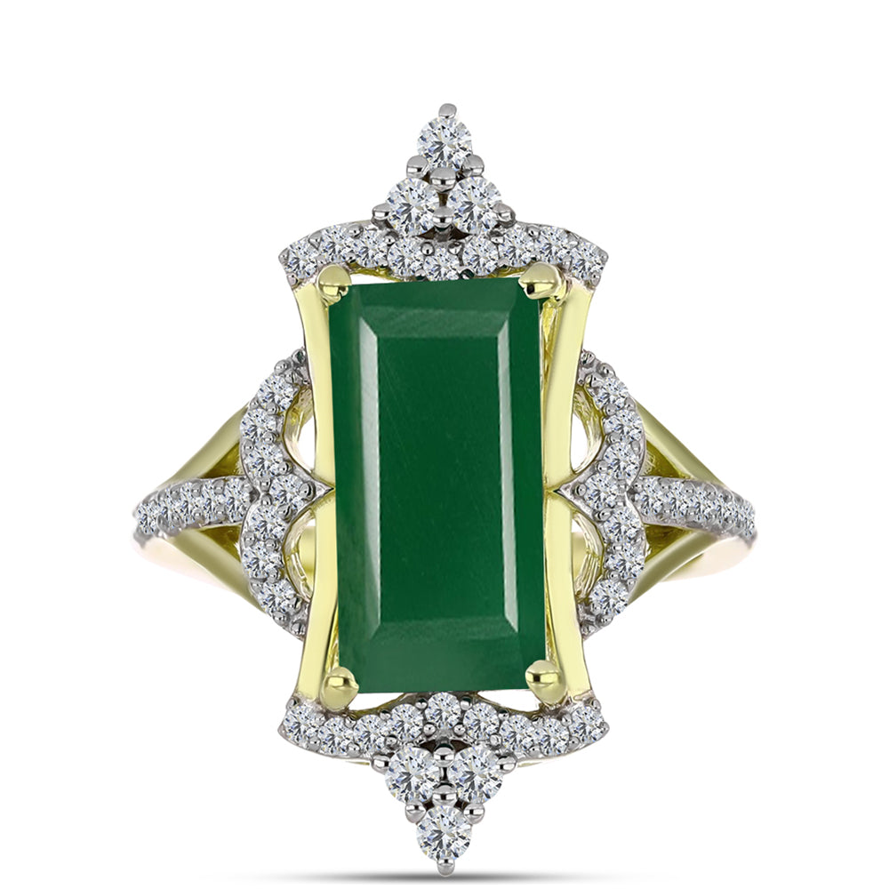 Inel din Argint 925 Placat cu Aur ( 4.76 grame ) cu Agat Verde și Topaz Alb 4.26 Carate 1 