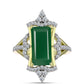 Inel din Argint 925 Placat cu Aur ( 4.76 grame ) cu Agat Verde și Topaz Alb 4.26 Carate