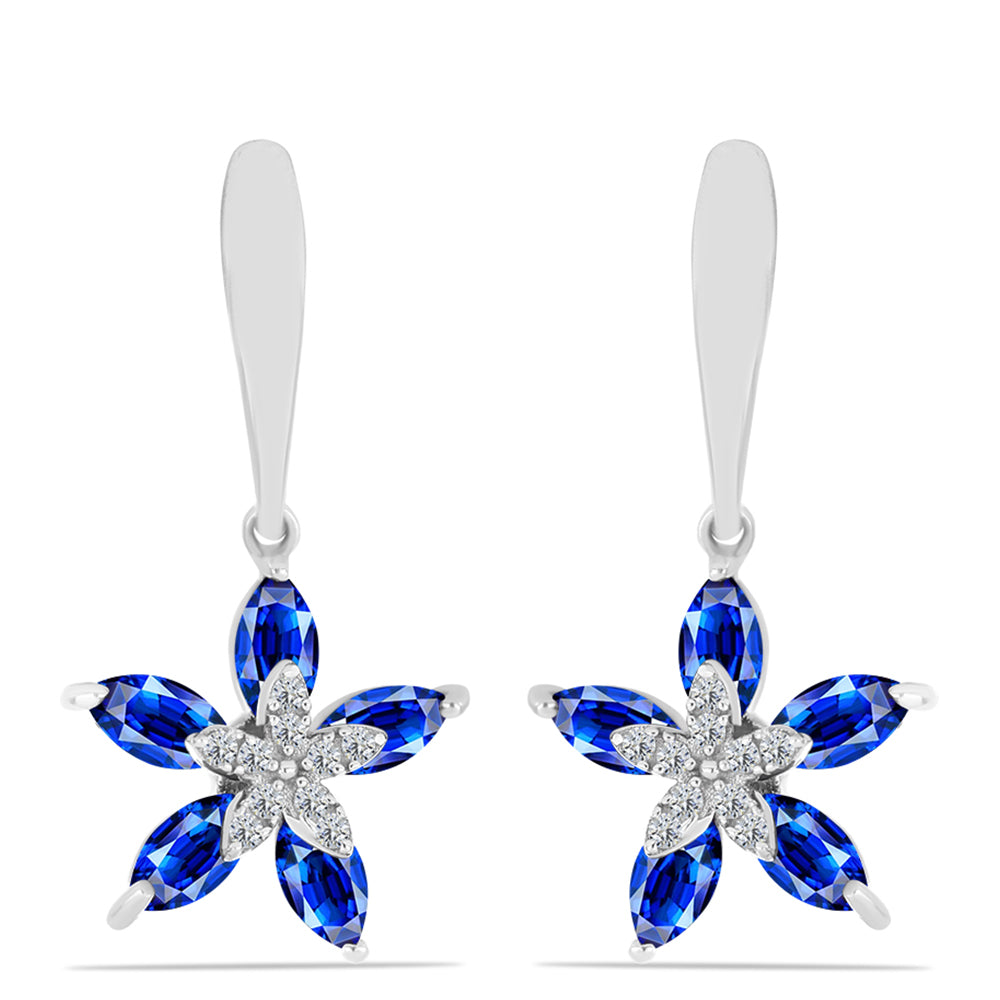 Cercei din Argint 925 ( 4.29 grame ) cu Safir Albastru Australian și Topaz Alb 4.09 Carate 1 