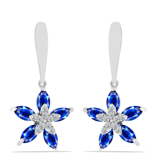 Cercei din Argint 925 ( 4.29 grame ) cu Safir Albastru Australian și Topaz Alb 4.09 Carate