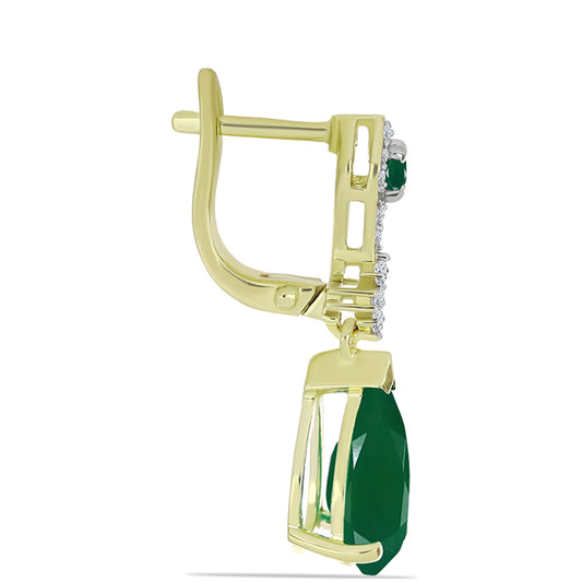 Cercei din Argint 925 Placat cu Aur ( 4.15 grame ) cu Agat Verde 4.89 Carate