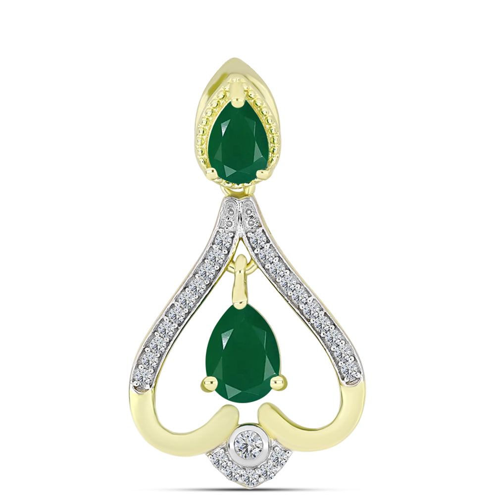 Pandantiv din Argint 925 Placat cu Aur ( 2.17 grame ) cu Agat Verde 1.18 Carate 1 