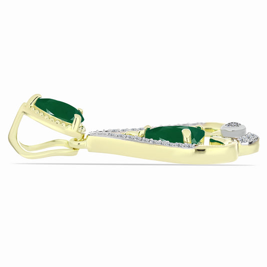 Pandantiv din Argint 925 Placat cu Aur ( 2.17 grame ) cu Agat Verde 1.18 Carate