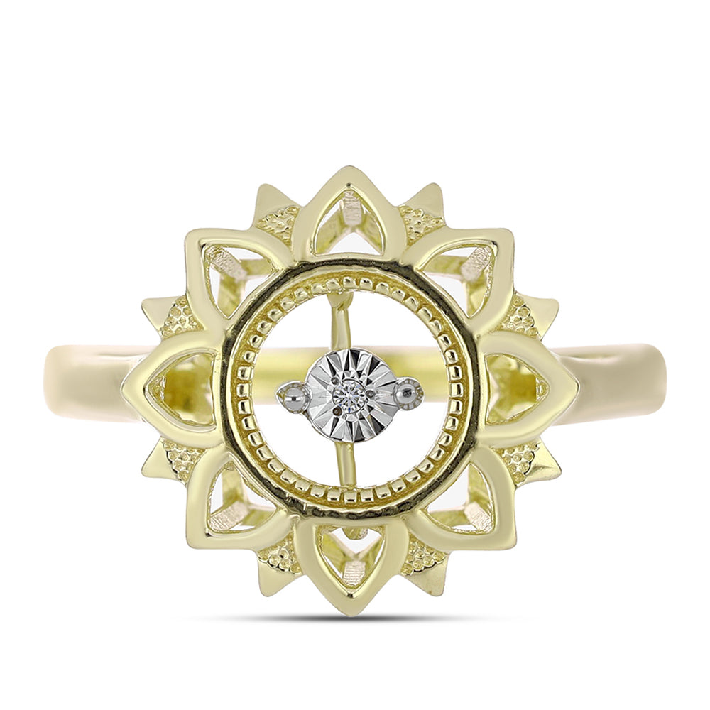 Inel din Argint 925 Placat cu Aur ( 4.05 grame ) cu Diamant Alb 0.01 Carate 1 
