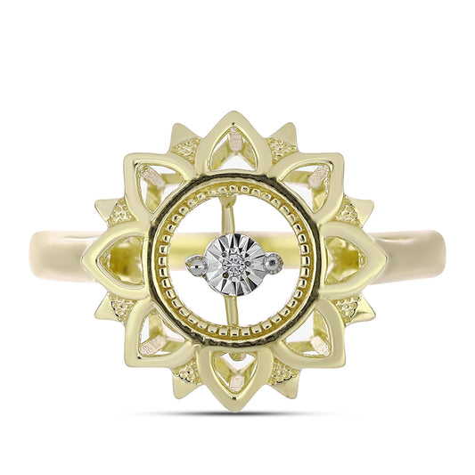 Inel din Argint 925 Placat cu Aur ( 4.05 grame ) cu Diamant Alb 0.01 Carate