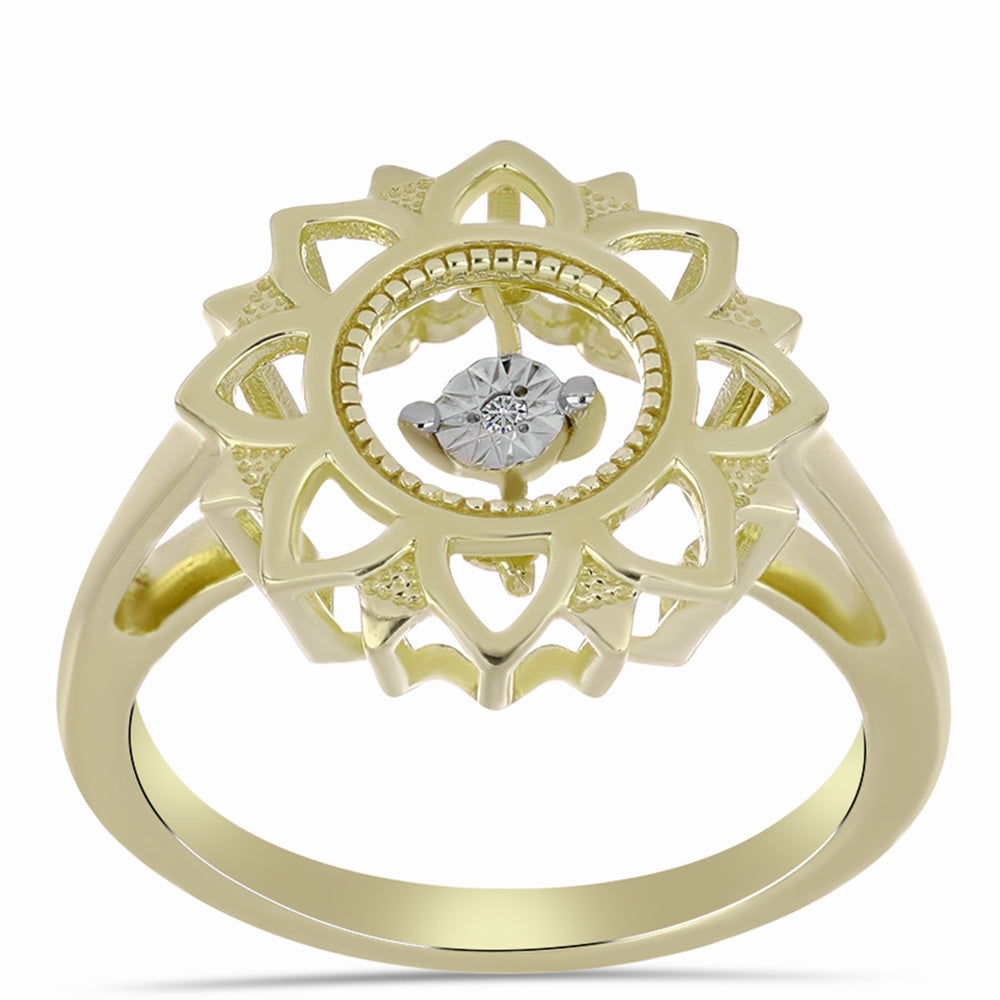 Inel din Argint 925 Placat cu Aur ( 4.05 grame ) cu Diamant Alb 0.01 Carate 3 