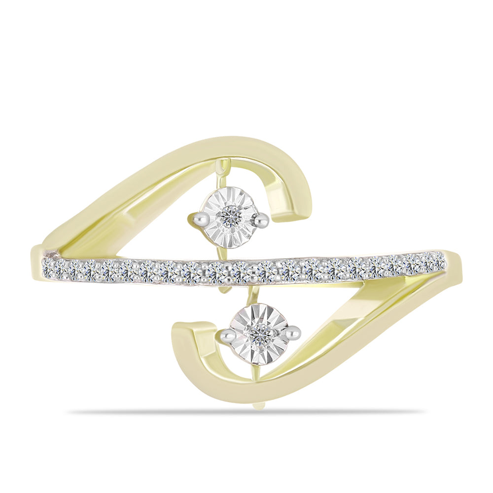 Inel din Argint 925 Placat cu Aur ( 4.01 grame ) cu Diamant Alb și Topaz Alb 0.2 Carate 5 