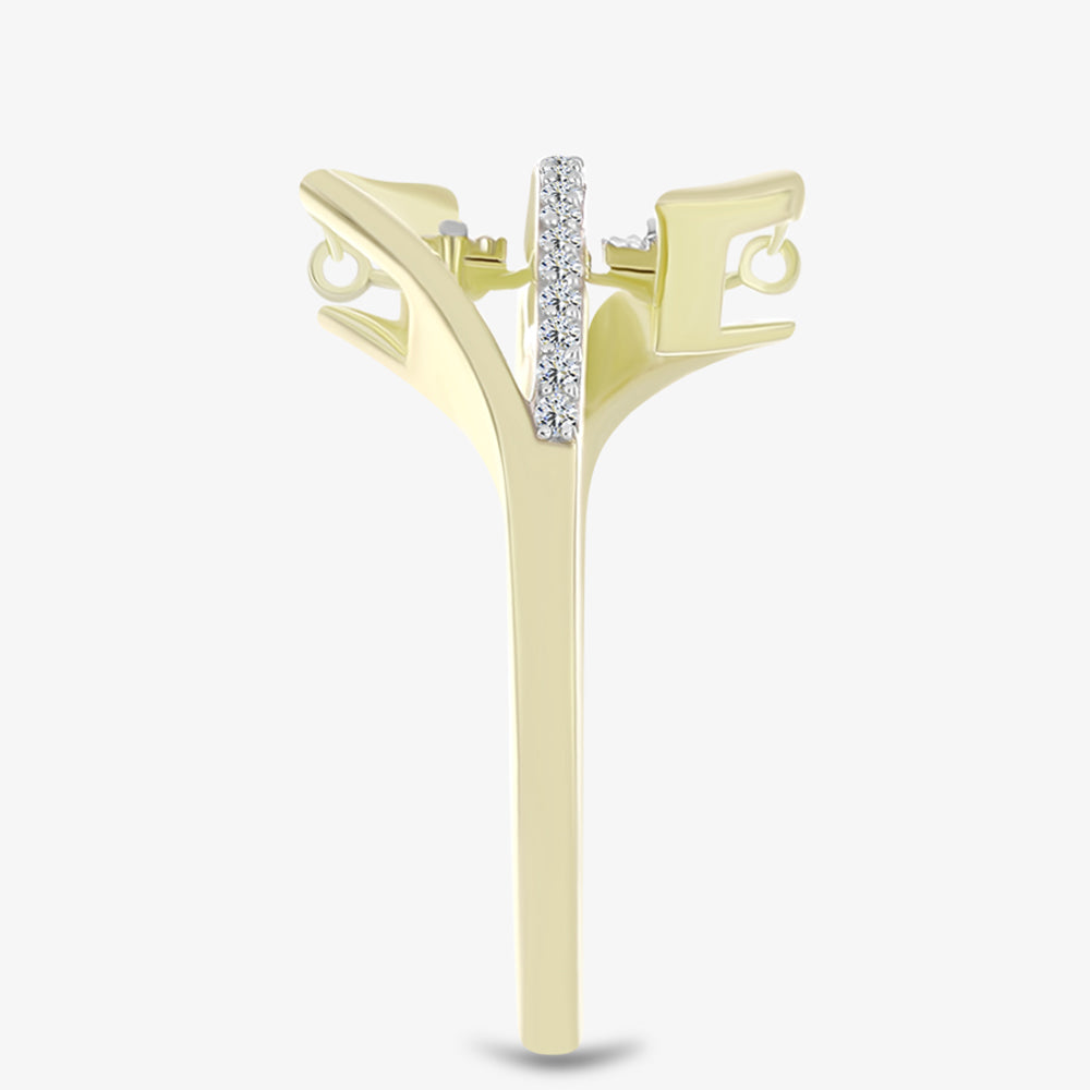 Inel din Argint 925 Placat cu Aur ( 4.01 grame ) cu Diamant Alb și Topaz Alb 0.2 Carate 8 