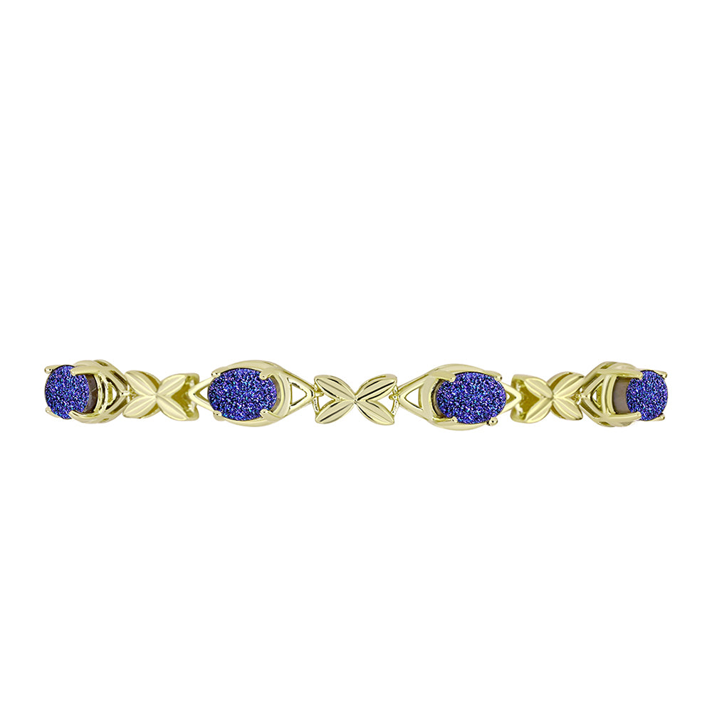 Brățară din Argint 925 Placat cu Aur ( 6.08 grame ) cu Drusă Violet 4.79 Carate 2 