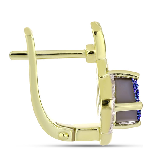 Cercei din Argint 925 Placat cu Aur ( 4.61 grame ) cu Drusă Violet și Topaz Alb 2.13 Carate