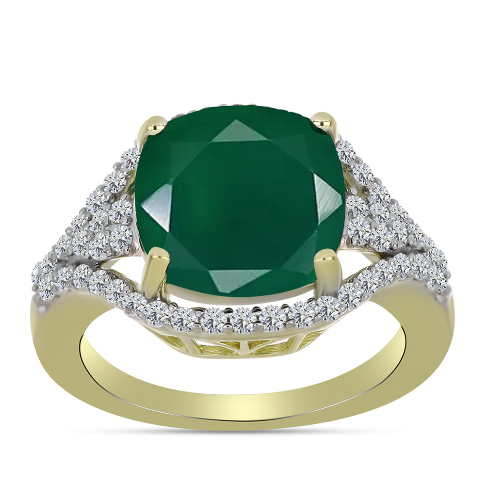 Inel din Argint 925 Placat cu Aur ( 4.94 grame ) cu Agat Verde și Topaz Alb 6.87 Carate 7 