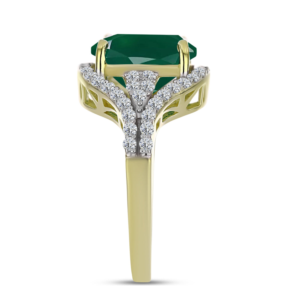 Inel din Argint 925 Placat cu Aur ( 4.94 grame ) cu Agat Verde și Topaz Alb 6.87 Carate 8 