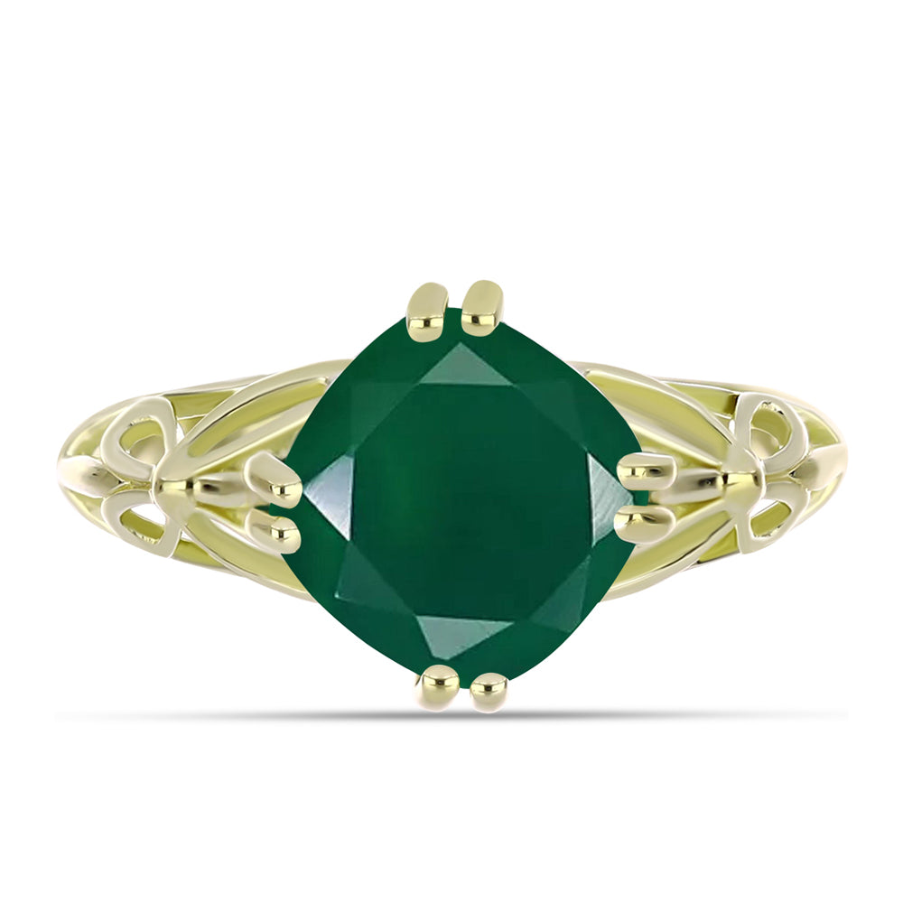 Inel din Argint 925 Placat cu Aur ( 3.04 grame ) cu Agat Verde 3.56 Carate