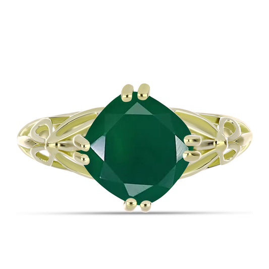 Inel din Argint 925 Placat cu Aur ( 3.04 grame ) cu Agat Verde 3.56 Carate