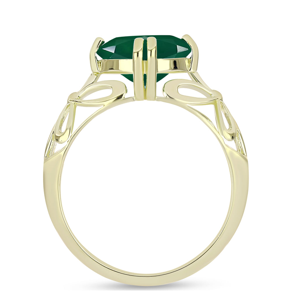 Inel din Argint 925 Placat cu Aur ( 3.04 grame ) cu Agat Verde 3.56 Carate 2 