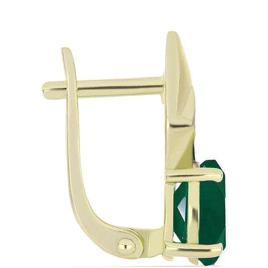 Cercei din Argint 925 Placat cu Aur ( 3.46 grame ) cu Agat Verde și Topaz Alb 2.38 Carate