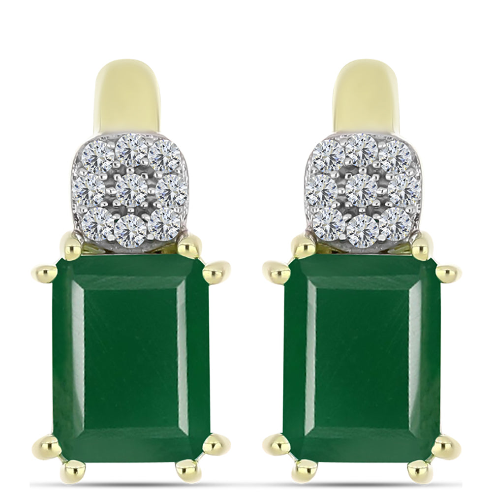 Cercei din Argint 925 Placat cu Aur ( 3.83 grame ) cu Agat Verde și Topaz Alb 3.11 Carate 1 