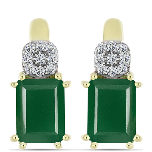 Cercei din Argint 925 Placat cu Aur ( 3.83 grame ) cu Agat Verde și Topaz Alb 3.11 Carate
