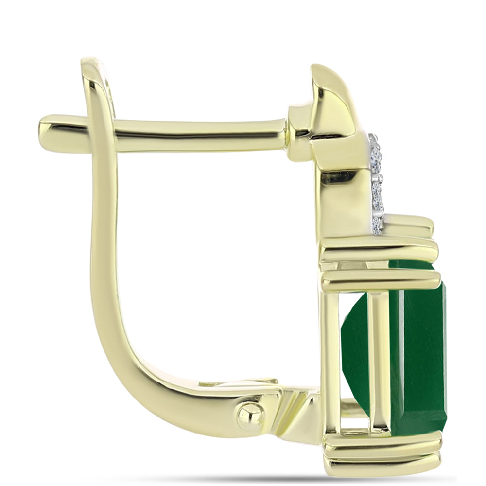 Cercei din Argint 925 Placat cu Aur ( 3.83 grame ) cu Agat Verde și Topaz Alb 3.11 Carate 2 