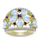 Inel din Argint 925 Placat cu Aur ( 4.97 grame ) cu Piatra Lunii Curcubeu și Ametist Marocan 4.12 Carate