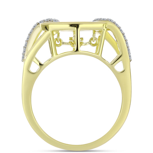 Inel din Argint 925 Placat cu Aur ( 4.66 grame ) cu Diamant Alb și Topaz Alb 0.18 Carate