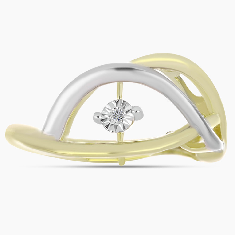 Inel din Argint 925 Placat cu Aur ( 3.16 grame ) cu Diamant Alb 0.01 Carate