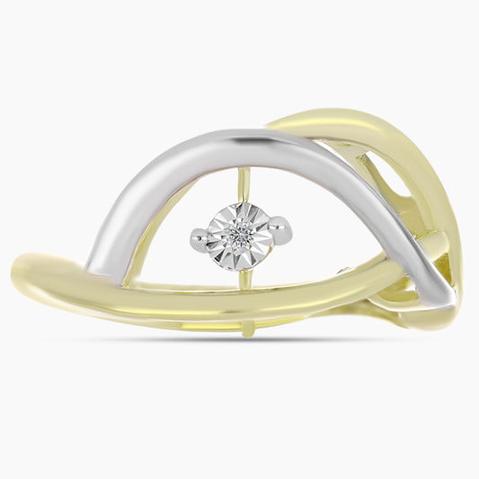 Inel din Argint 925 Placat cu Aur ( 3.16 grame ) cu Diamant Alb 0.01 Carate